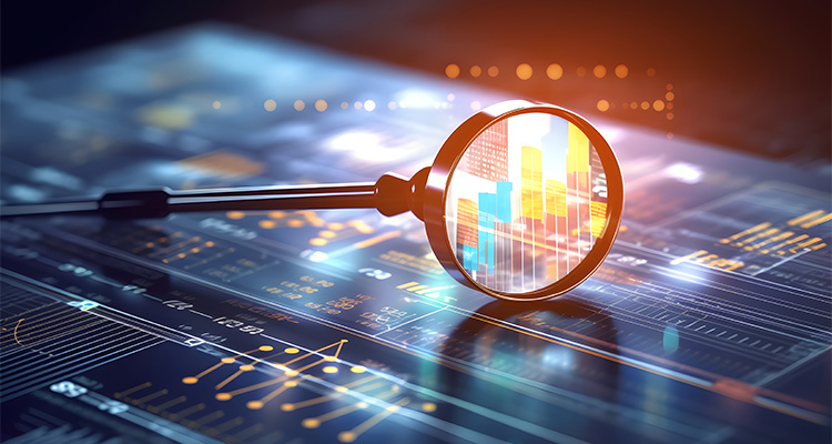 Magnifying glass along data for management