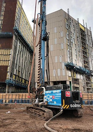 Piling drilling in business area