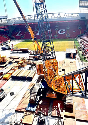 Bog mats across Liverpool FC football pitch