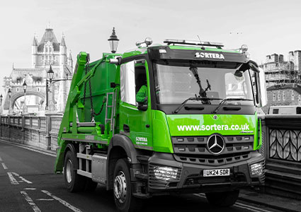 Sortera truck on Tower Bridge