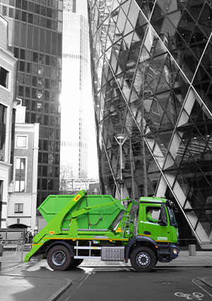 Sortera truck outside the Gherkin London