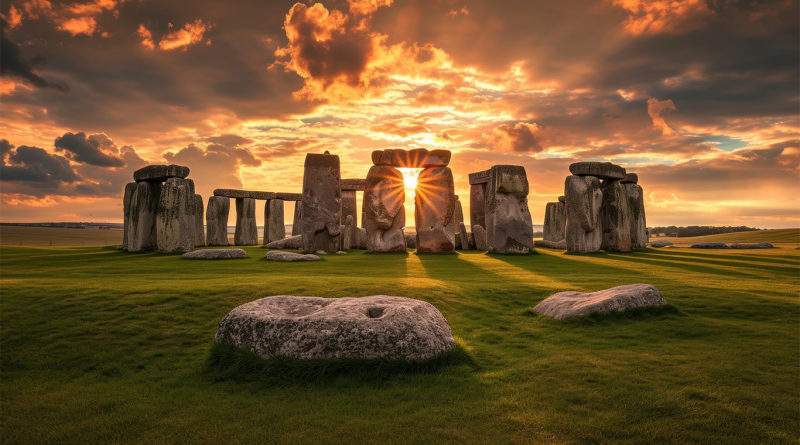 Image of Stonehendge at night with the sun shining through it to support Stonehenge funnel article