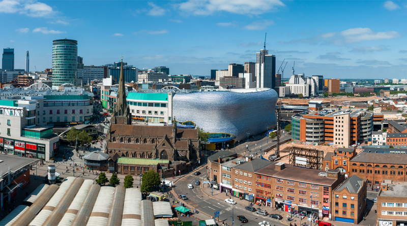 Panoramic view of Birmingham's city centre to support Smithfield article