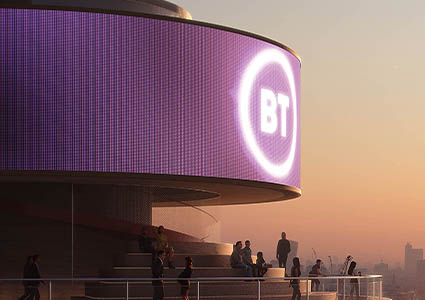 Top of the BT Tower in hazy skies