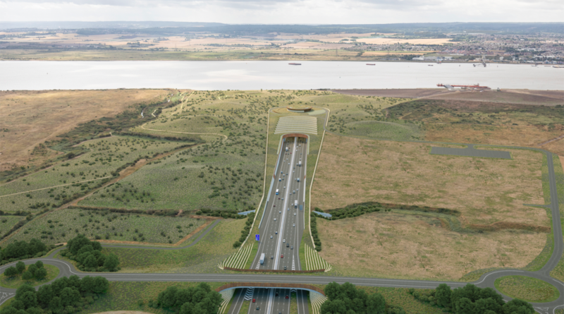 Ariel view of the proposed Lower Thames Crossing project