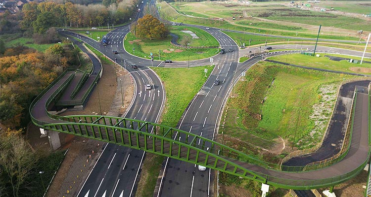 North Horsham cycle/foot bridge two carriageways of the A26 connects Horsham in West Sussex to the Mowbray Village