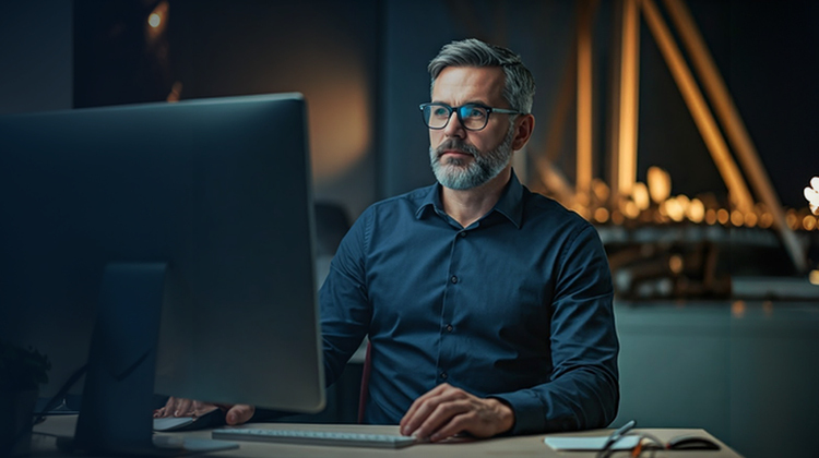 Man working on a computer