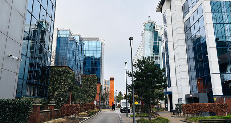 Exchange Quay, a large office complex located in Salford Quays, Manchester