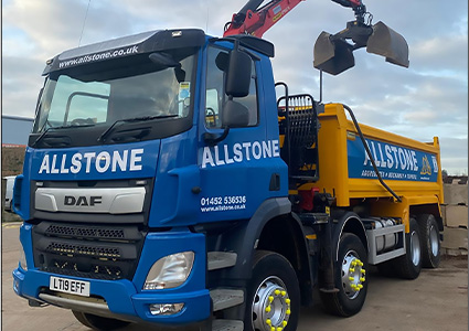 a truck belonging to Allstone, a construction aggregates firm based in Gloucestershire, UK