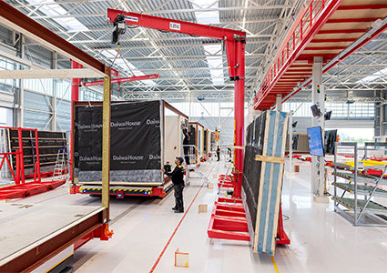 an off-site factory of Daiwa House Modular Europe, specializing in the construction of modular homes and building components