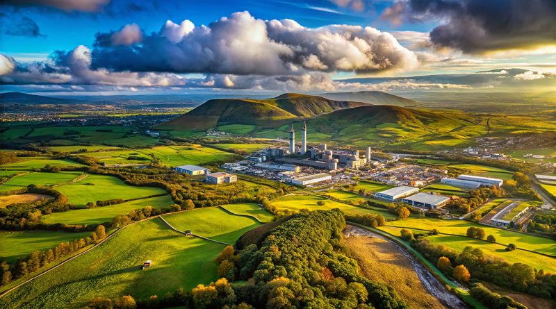Aerial view of construction activity at the Low Level Waste Repository near Drigg in Cumbria