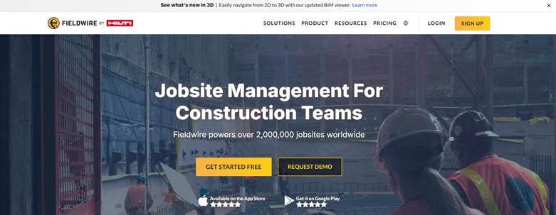 Fieldwire Jobsite management for Construction Teams infographic