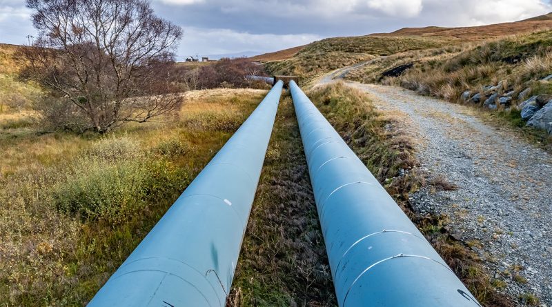 Construction of large water pipeline infrastructure in County Durham landscape