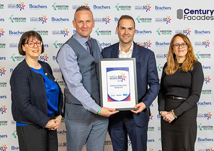 Century Facades Limited accepting a certificate at the MegaGrowth 50 Awards in Maidstone