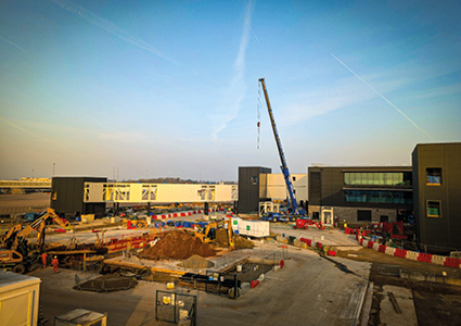 construction taking place at American aerospace firm Moog's new £40 million factory in Gloucestershire, UK