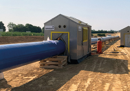 a Serimax welding solution cabin used for automated pipeline construction