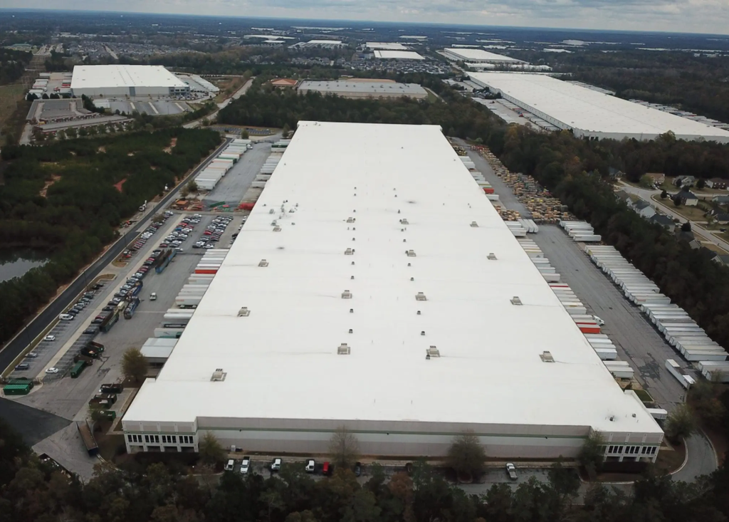 Distribution center in McDonough, Georgia, where FORTA-FI synthetic fibers reinforced the main drive and receiving area pavement in November 2022.