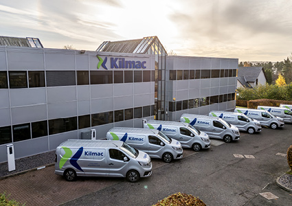 the headquarters and a fleet of branded service vans for Kilmac